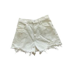 Levi’s White High-Waisted Mom Shorts – Size 27, Frayed Hem